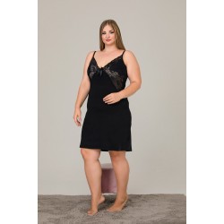 Arias Closet Büyük Beden Şık Tasarım Dantel İşlemeli Siyah Lüx Gecelik