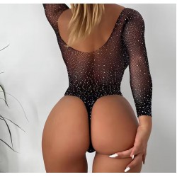 Arias Closet Özel Tasarım Siyah Taşlı Fantezi Body Vücut Çorabı