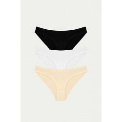 Arias Closet Pamuklu Siyah Beyaz Ten Rengi 3'lü Külot