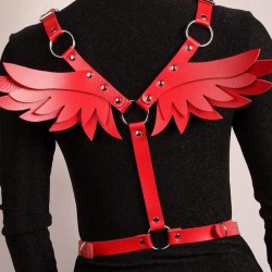 Aria's Closet Kırmızı Sırtı Kelebek Motifli Deri Harness