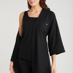 Penye Mood 3'lü Kısa Kol Sabahlık Pijama Takımı