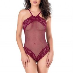Arias Closet Bordo File-Tül Bodysuit Gecelik 8126