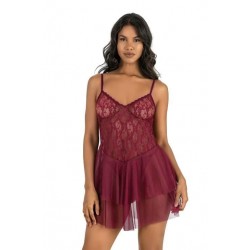 Arias Closet Bordo Kısa Tül Gecelik 4216