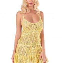 Arias Closet Sarı Kısa Tül Gecelik 4124