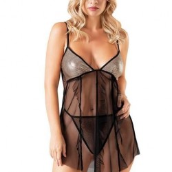 Arias Closet Siyah Kısa Tül Gecelik 4237